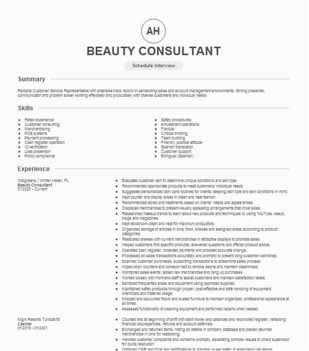 Skin Care Sales Rep Resume Sample Beauty Consultant Resume Example Consultant Resumes