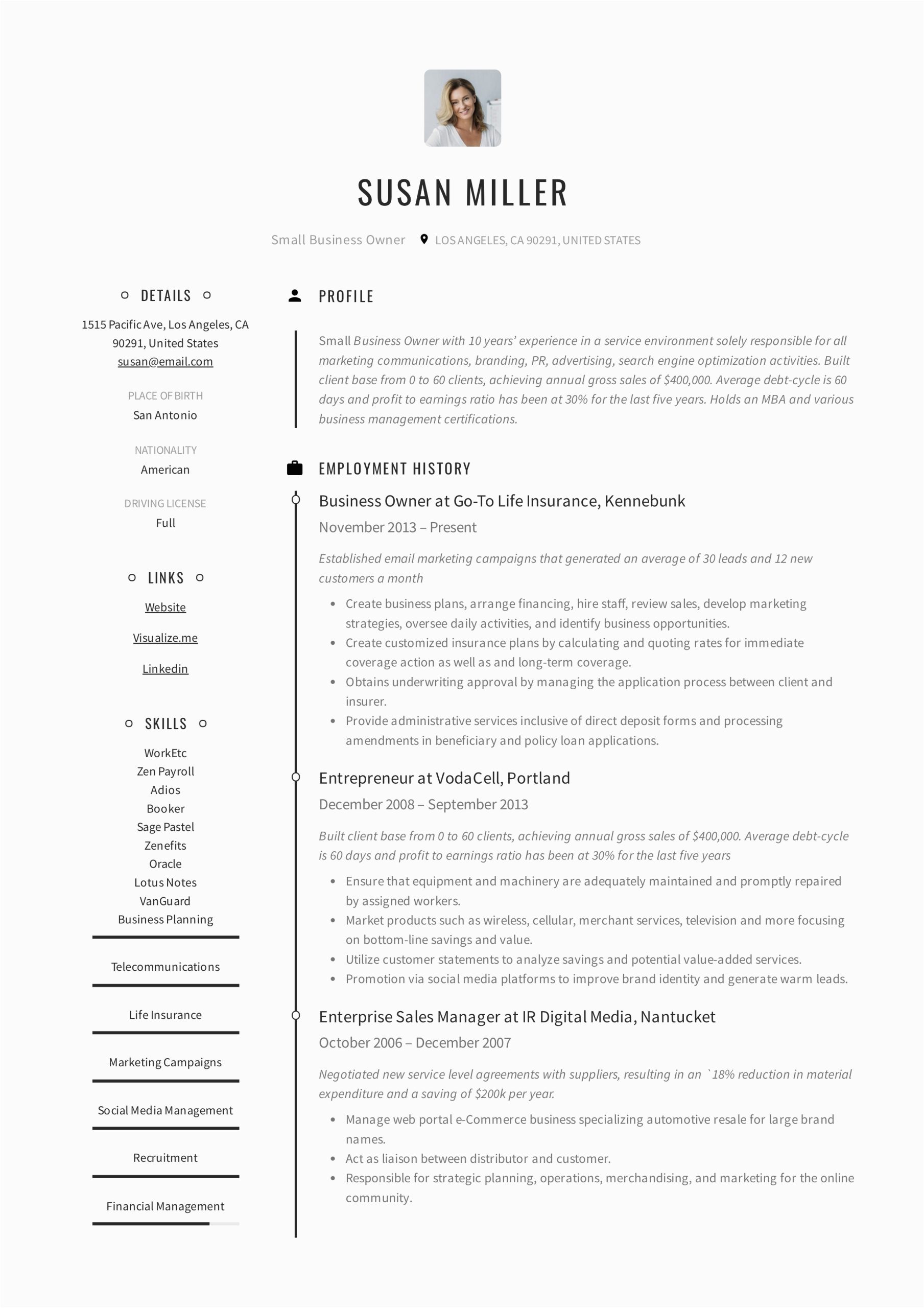 Small Business Owner On My Resume Samples Small Business Owner Resume Guide 12 Examples Pdf