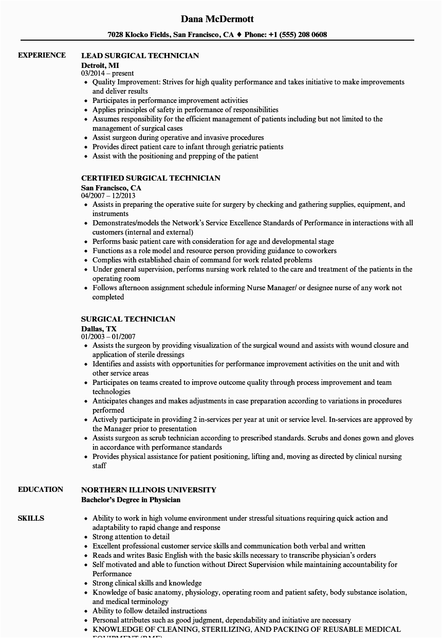 Surgical Tech Resume Sample No Experience Surgical Technician Resume Samples