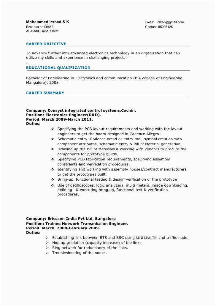 System Administrator Sample Resume 2 Years Experience Sample Resume format for 2 Years Experience In Testing