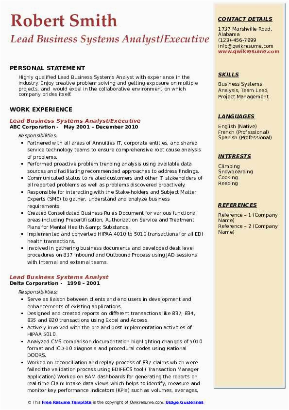 System Analyst Data Flow Sample Resume Lead Business Systems Analyst Resume Samples
