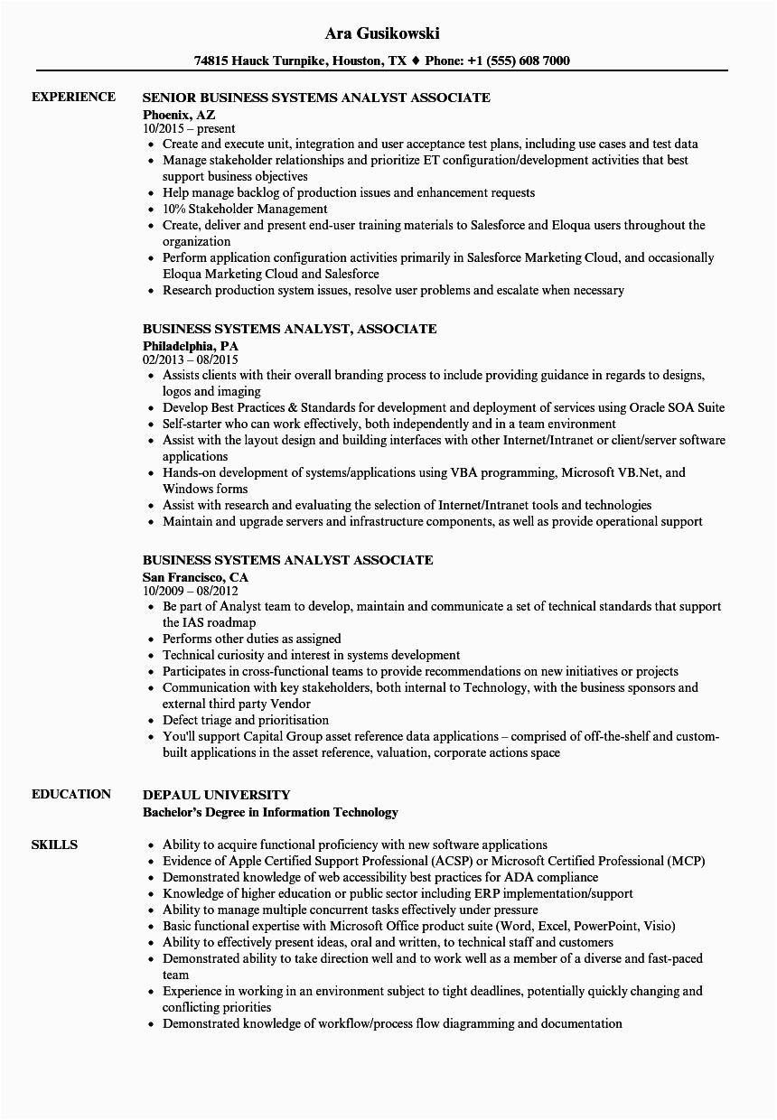 System Analyst Data Flow Sample Resume Systems Analyst associate Resume Samples