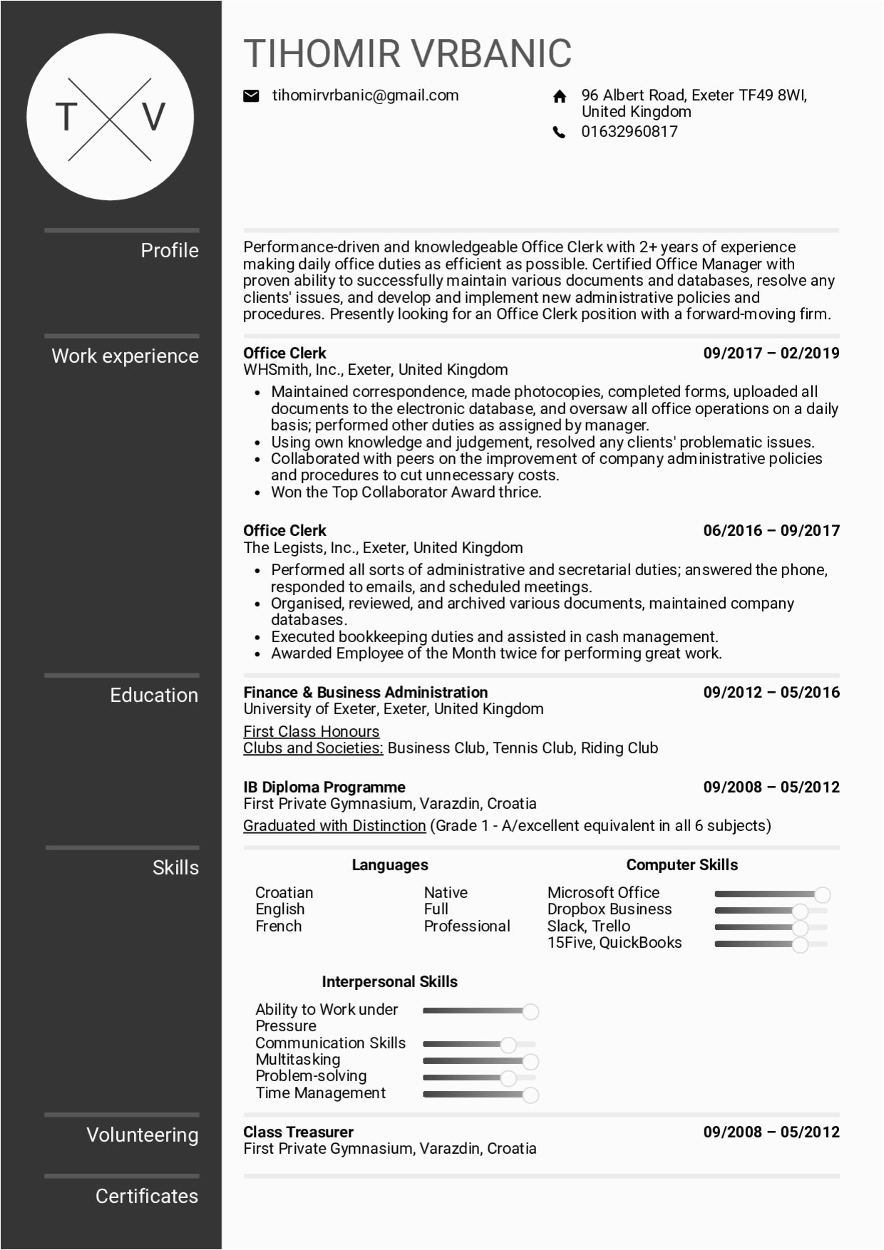 Up to Work Free Resume Template Fice Clerk Resume