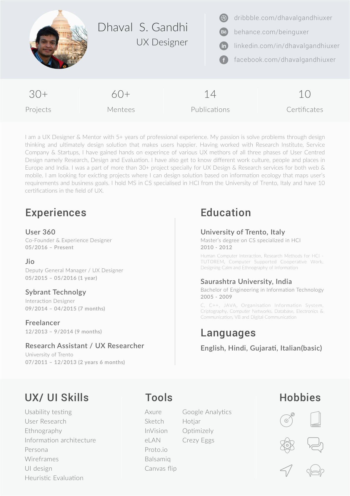 Ux Ui Design Designer Resume Samples Free Resume Template for Ui Ux Designers by Dhaval S Gandhi On Dribbble