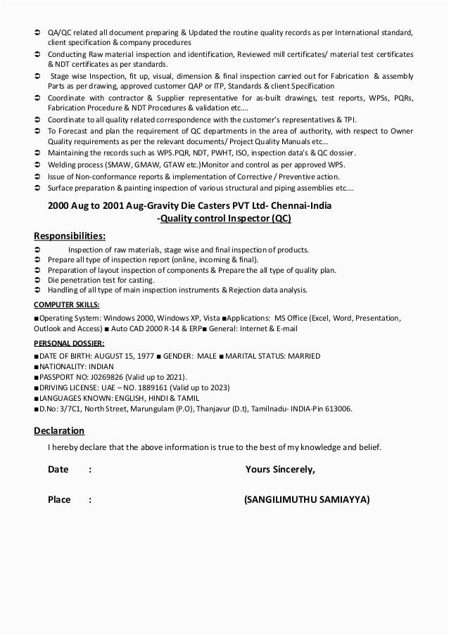Validation Resume Routine Non Routine Sample Cv Of Qaqc Inspection Engineer Welding Painting & Coating Inspecto…