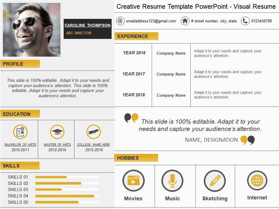 Visual Resume Powerpoint Templates Free Download Creative Resume Template Powerpoint Visual Resume