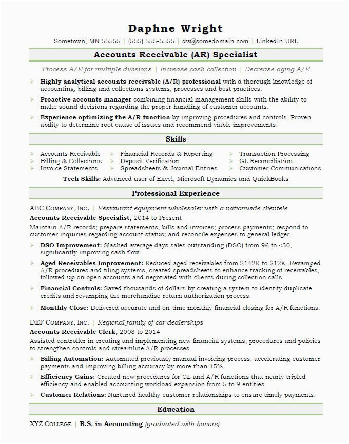 Accounts Receivable Job Description Sample Resume Accounts Receivable Specialist Job Description for Resume Job Retro