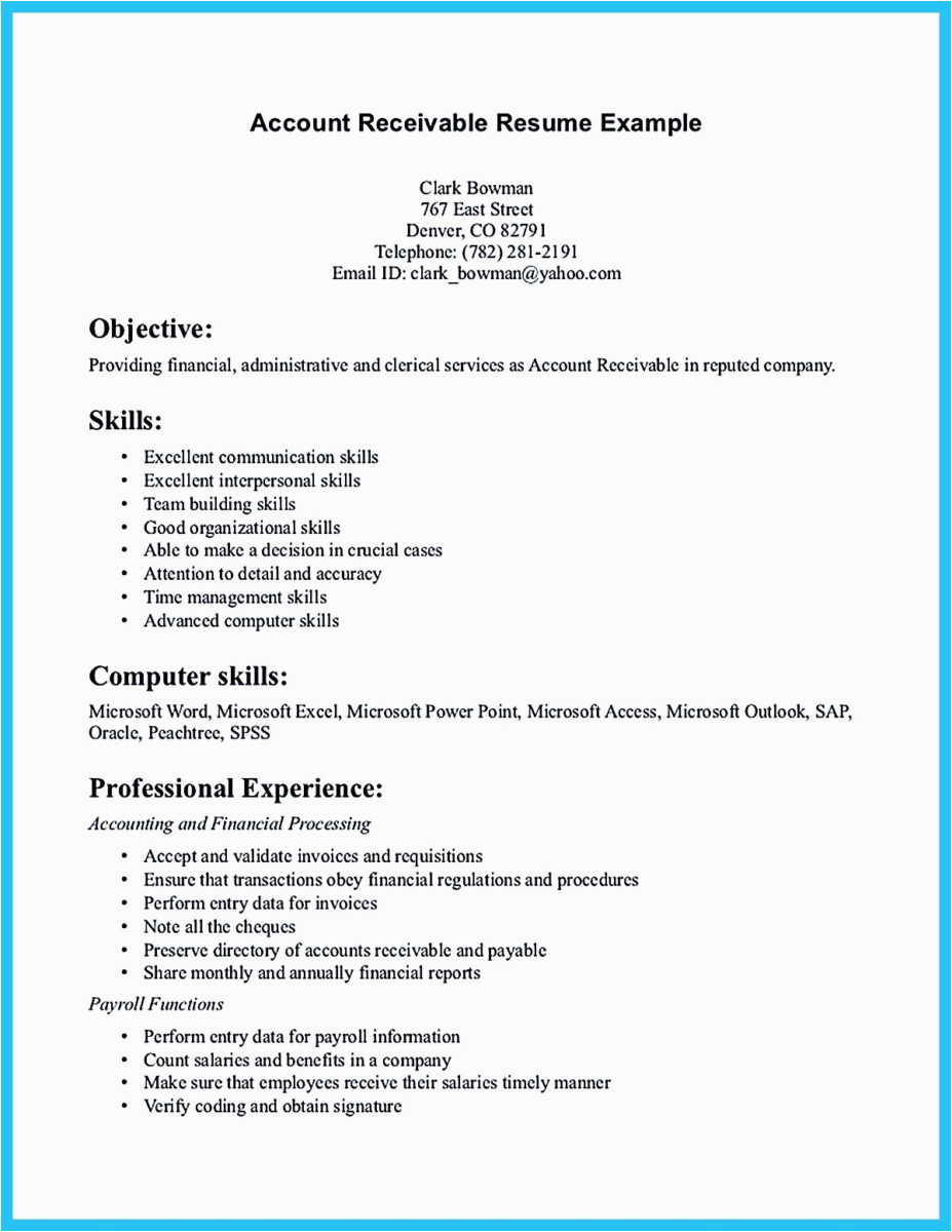 Accounts Receivable Job Description Sample Resume Awesome Account Receivable Resume to Get Employer Impressed
