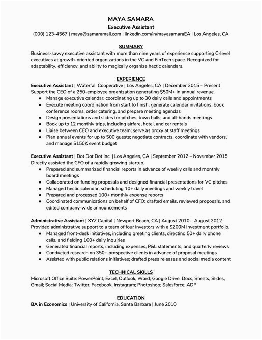 Achievement Based Resume and Sample and Ceo Write the Perfect Executive assistant Resume