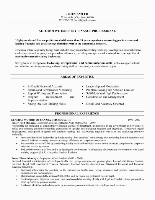 Automotive Financial Services Manager Resume Sample top Automotive Resume Templates & Samples