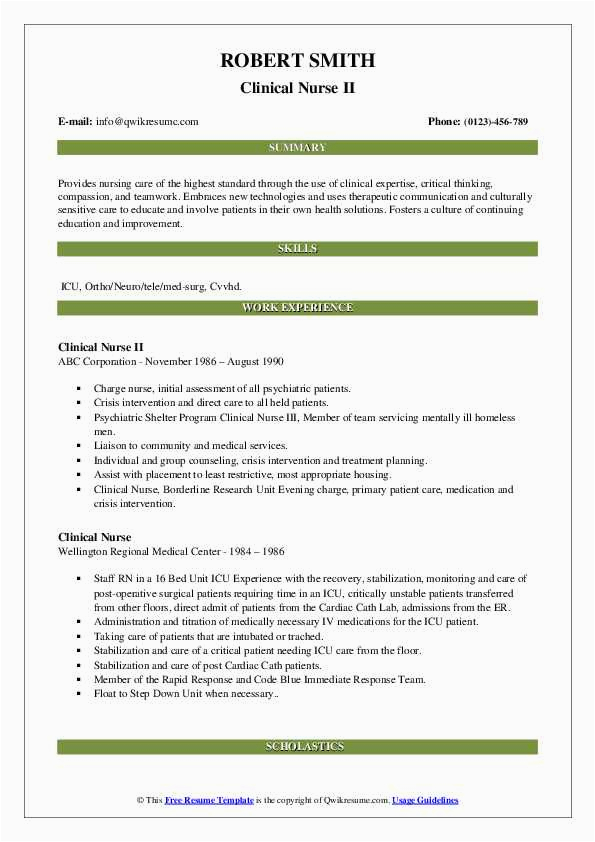 Awesome 2nd Year Nurse Resume Samples Clinical Nurse Resume Samples