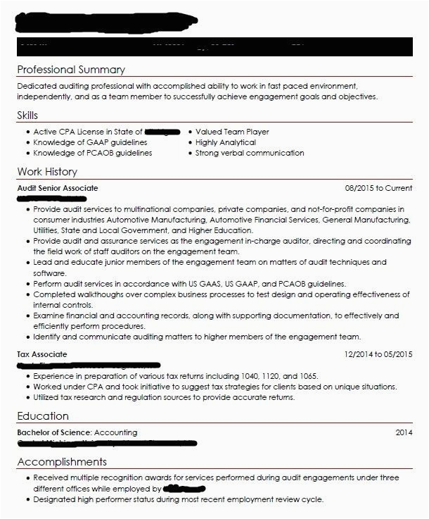 Big 4 Public Accounting Resume Sample Resume Critique for Move Out Of Public Accounting