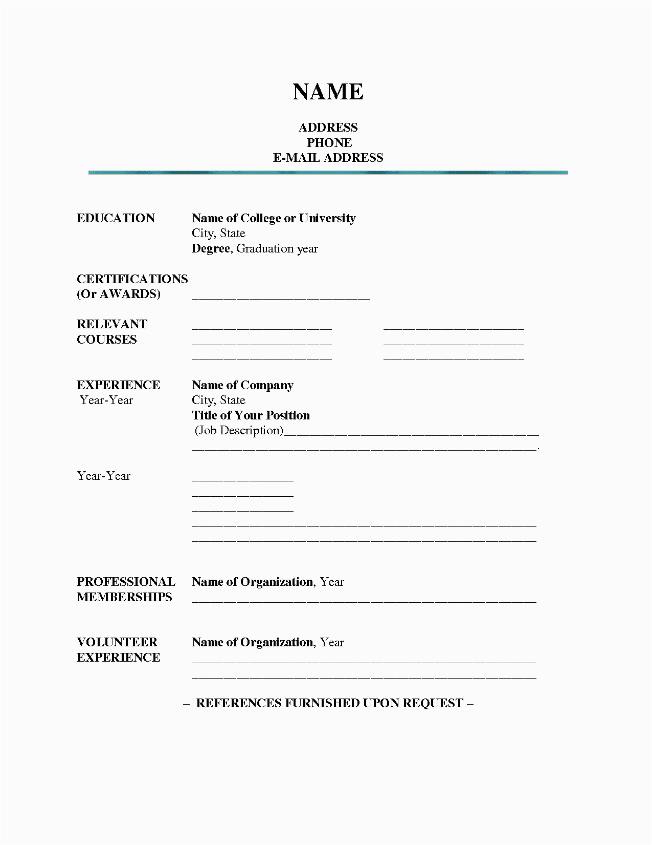 Blank Resume Template for College Students Blank Resume Templates for Students Resume Builderresume