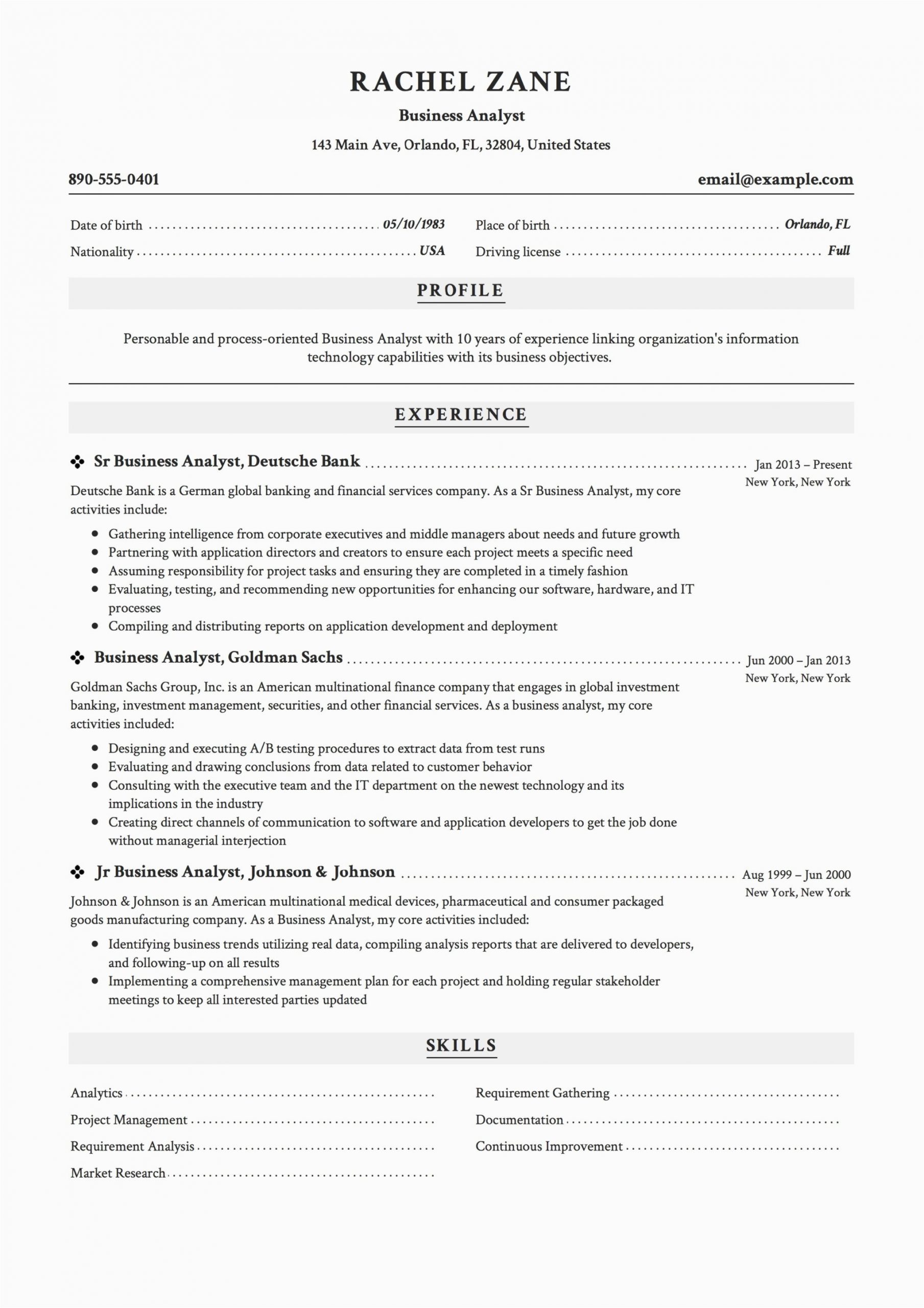 Business Analyst Resume Templates Free Download Business Analyst Resume & Guide 12 Templates