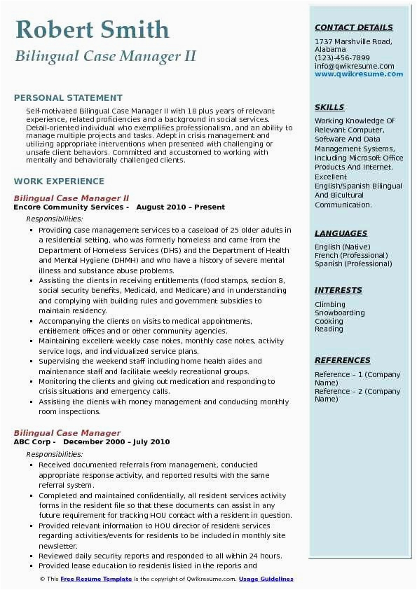 Case Manager Volunteer with Adult Resume Samples 27 Case Manager Resume Examples In 2020
