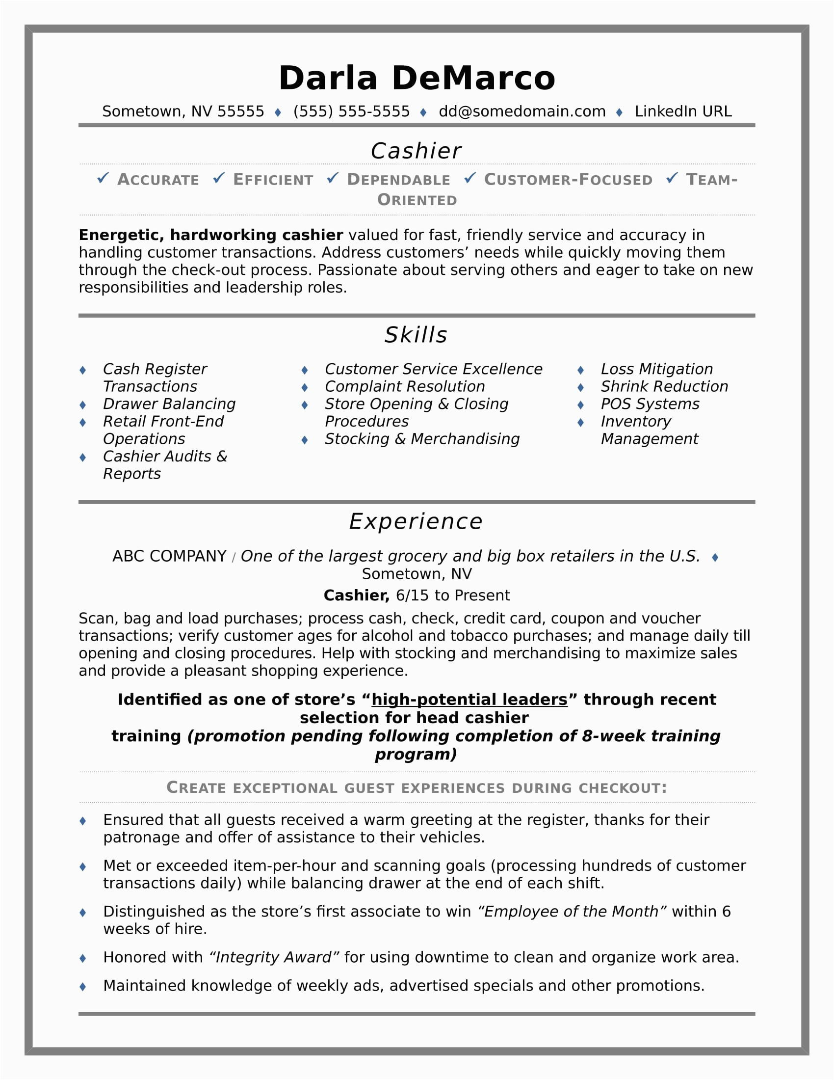 Cashier Job Description for Resume Sample Cashier Resume Sample