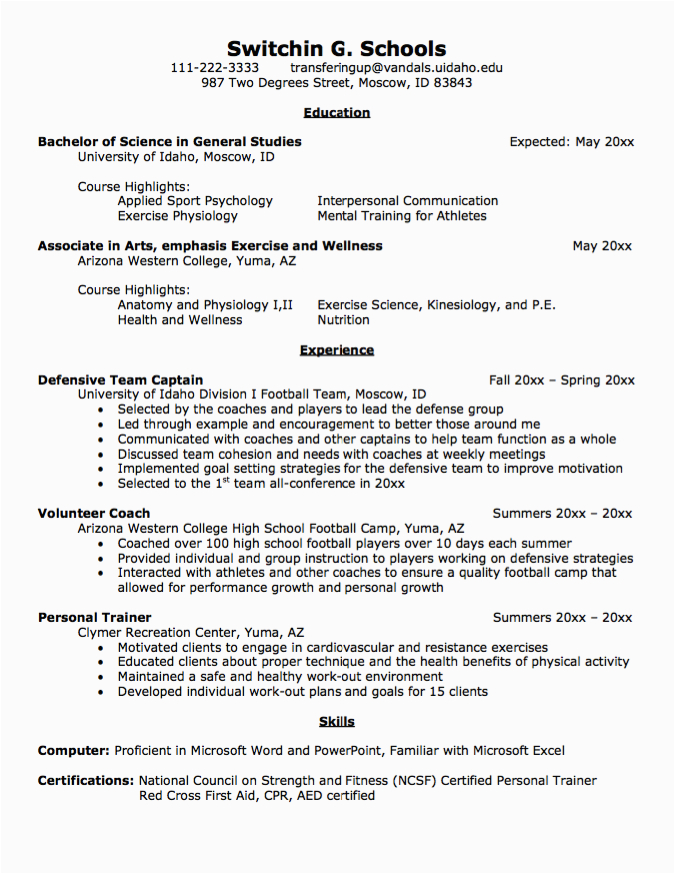 College Resume Template for Transfer Students Transfer Student Resume Sample