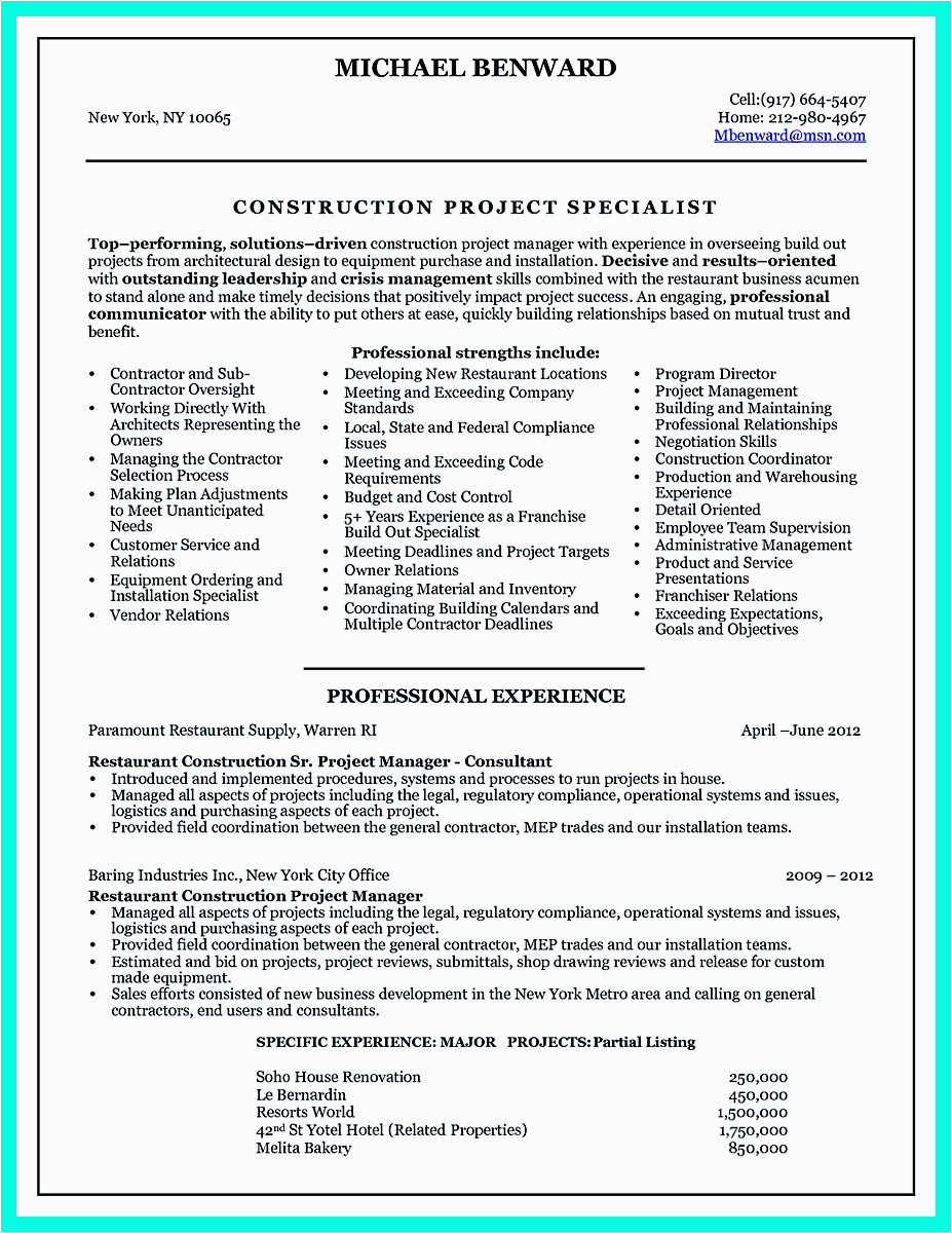 Construction Project List Template for Resume Cool Construction Project Manager Resume to Get Applied