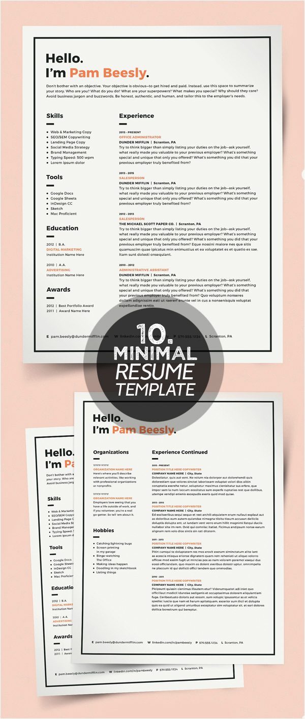 Create Your Resume Using General Templates 25 Best Minimalism Resume Templates 2018