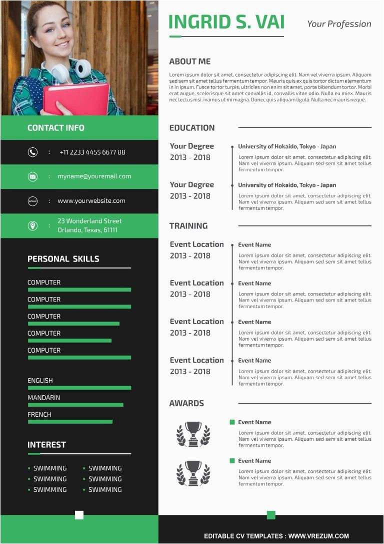 Creative Resume Templates for Freshers Free Download Editable Free Cv Templates for Fresher