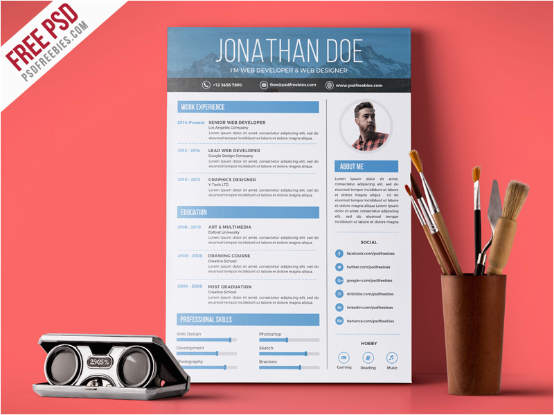 Creative Resume Templates for Graphic Designer Free Download Creative Graphic Designer Resume Psd Template – Download Psd
