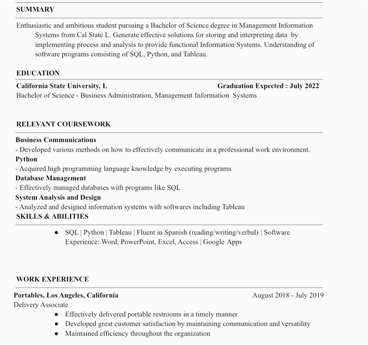 Data Analyst Resume Sample No Experience First Resume Made for Data Analyst with No Experience Please Excuse My