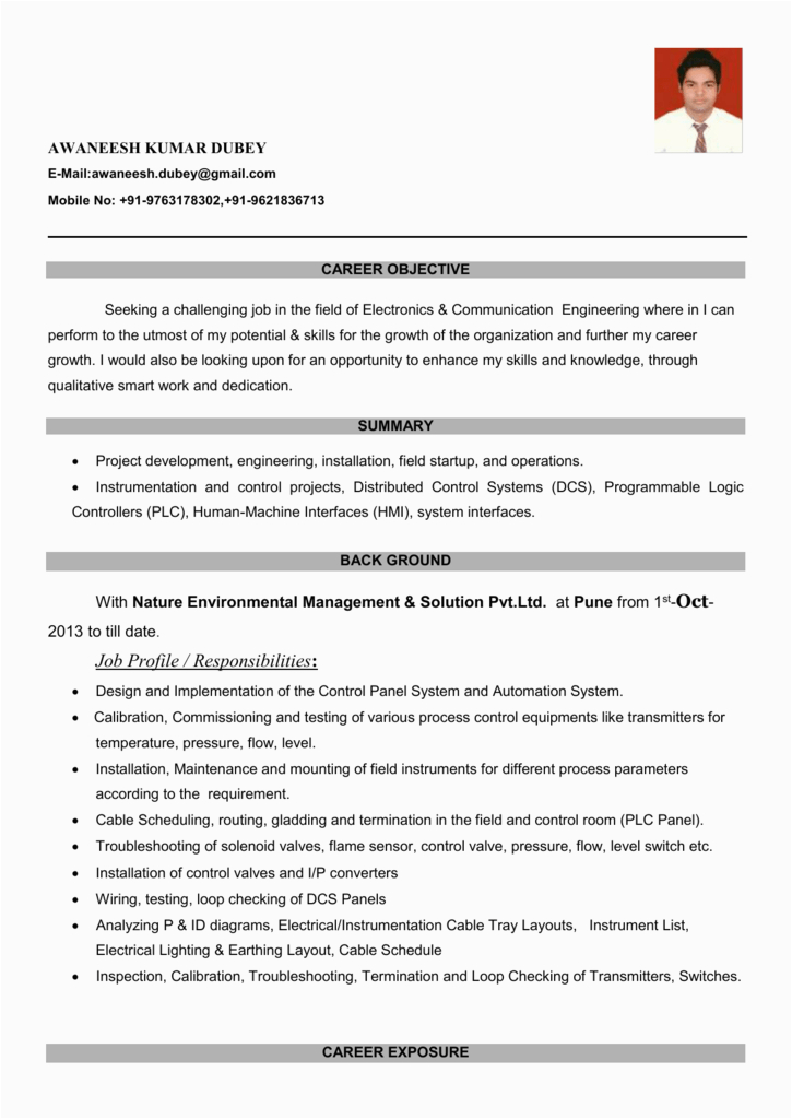 Electrical and Instrumentation Engineer Resume Sample Resume Instrumentation Engineer