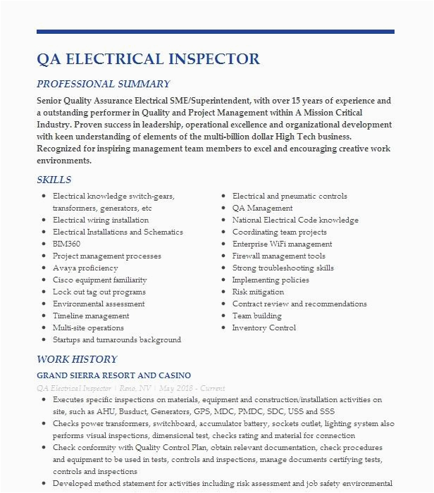 Electrical Qa Qc Inspector Resume Sample Electrical Qa Qc Inspector Resume Example Am Technical solutions