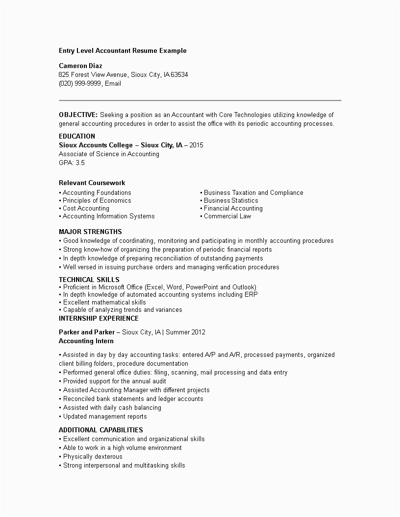 Entry Level Accounting Bookkeeping Resume Sample Entry Level Accountant Resume How to Draft An Entry Level Accountant