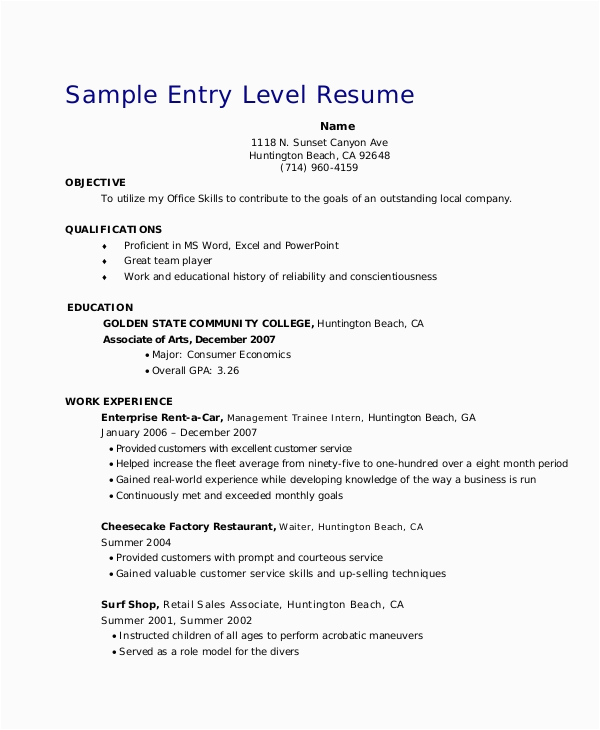 Entry Level Job Resume Objective Samples Free 5 Retail Resume Objective Templates In Ms Word