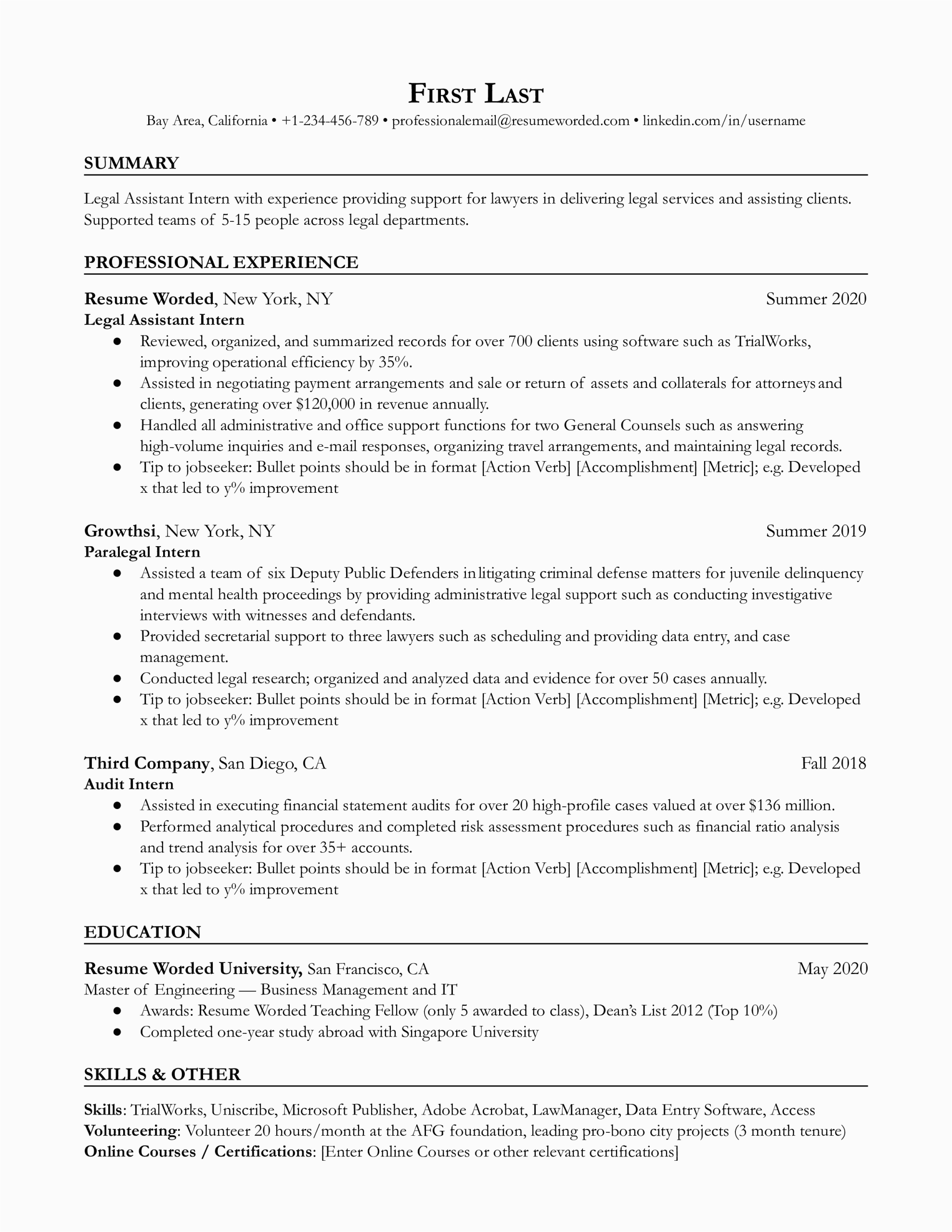 Entry Level Legal assistant Sample Resume 2 Legal assistant Resume Examples for 2022