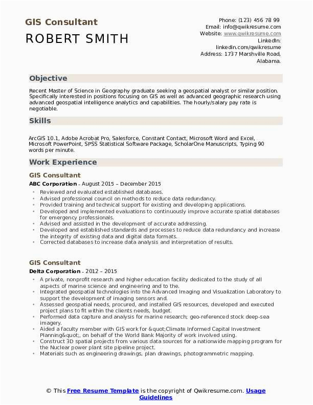 Experienced Phd Sample Resume for Consulting Gis Consultant Resume Samples