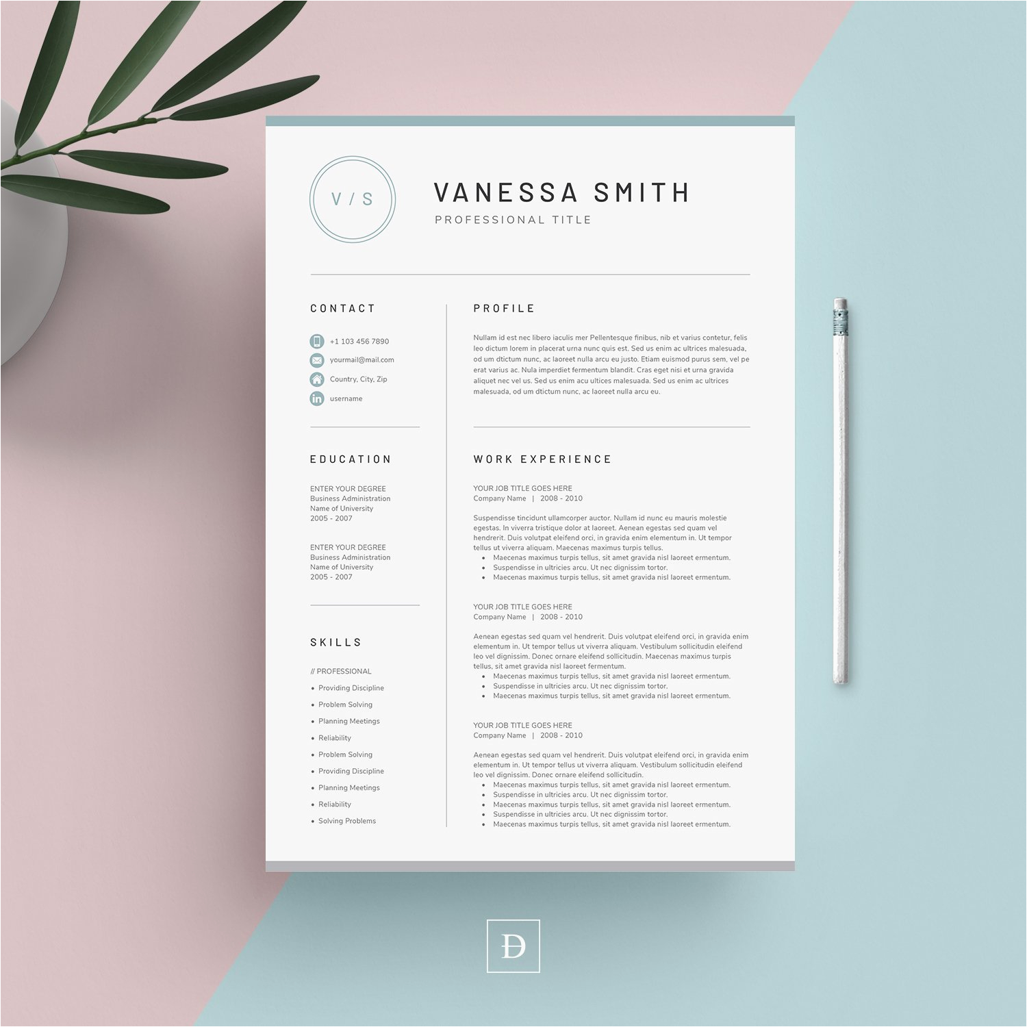 Free Creative Resume and Cover Letter Template Word Resume & Cover Letter