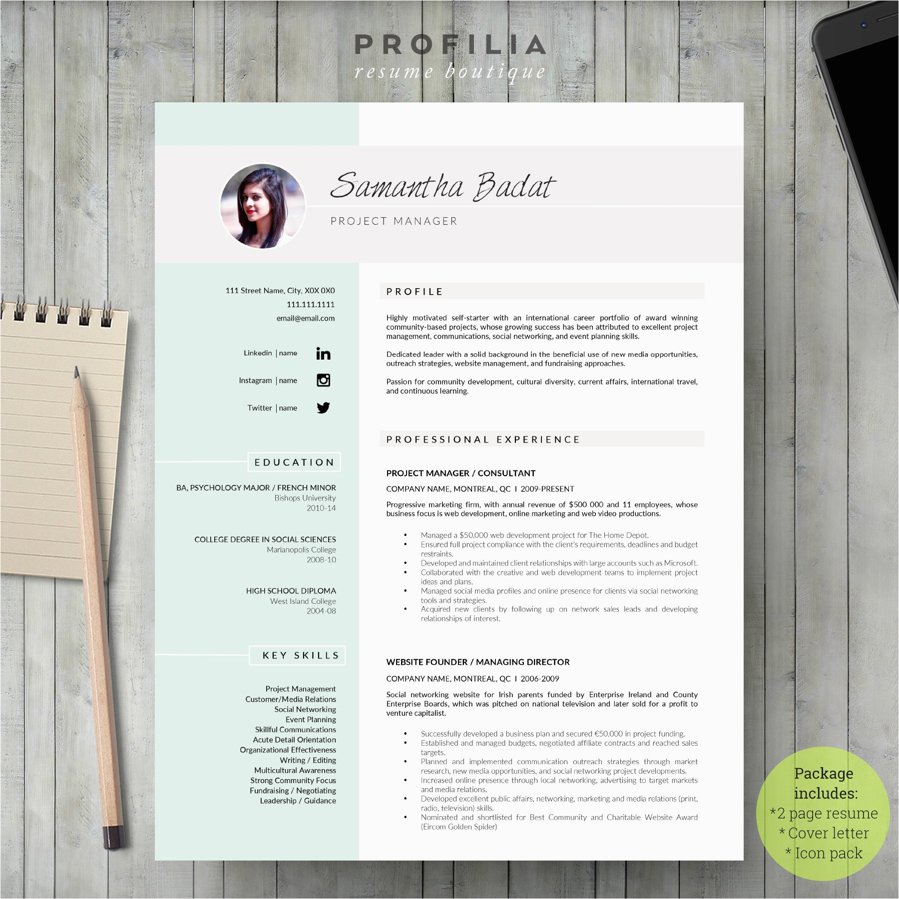 Free Creative Resume and Cover Letter Template Word Resume & Cover Letter Template