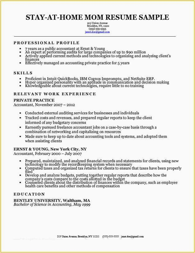 Free Resume Samples for Stay at Home Mom Free Resume Templates for Stay at Home Moms Stay at Home Mom Resume