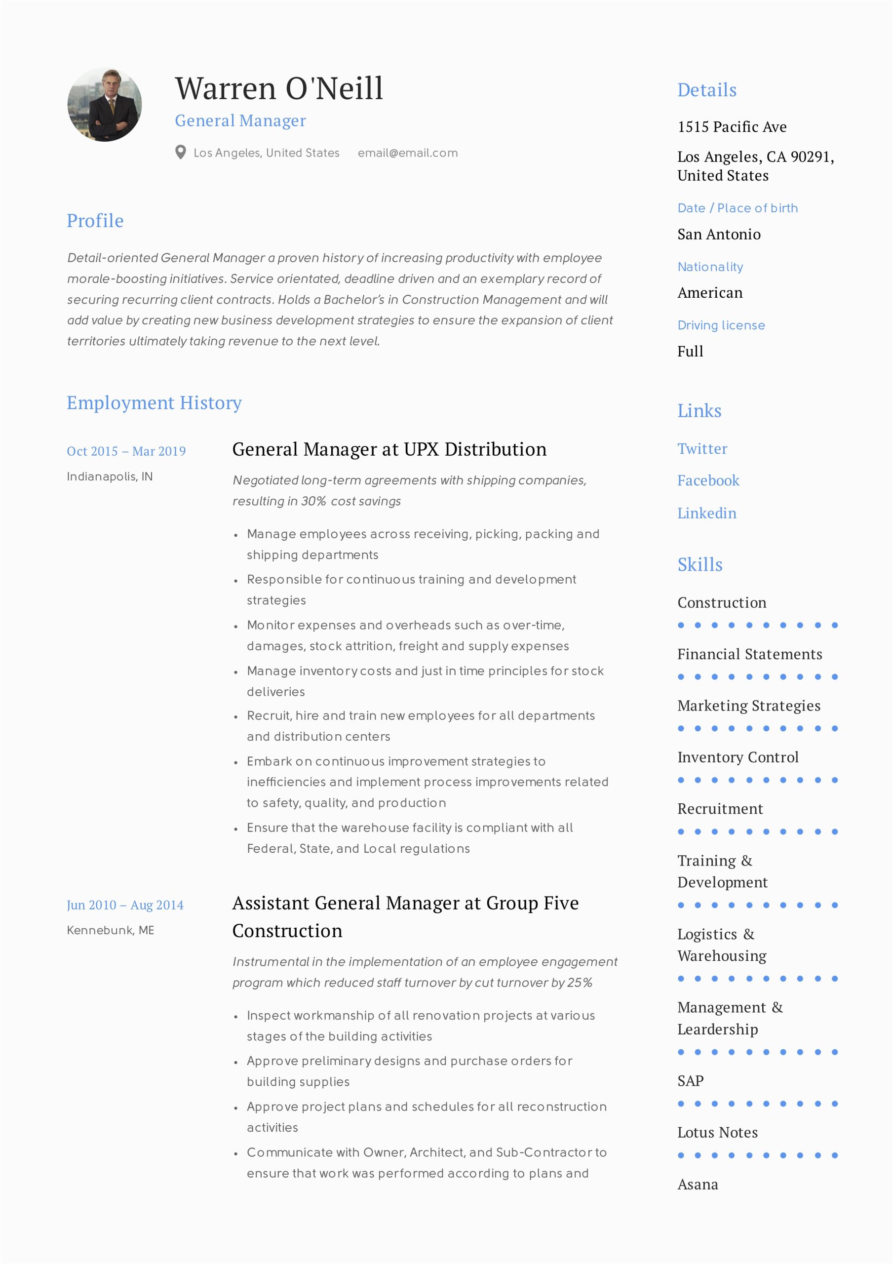 Free Resume Samples Online for General Manager General Manager Resume & Writing Guide 12 Resume Examples