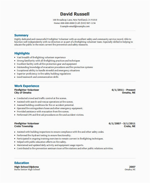 Free Resume Templates with Volunteer Experience 10 Volunteer Resume Templates Pdf Doc