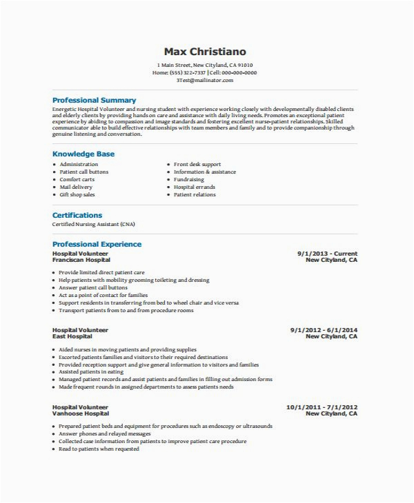 Free Resume Templates with Volunteer Experience Free Volunteer Resume Templates