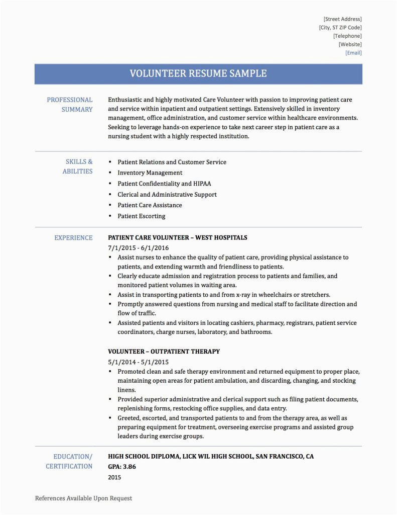 Free Resume Templates with Volunteer Experience Volunteer Resume Samples Template and Tips
