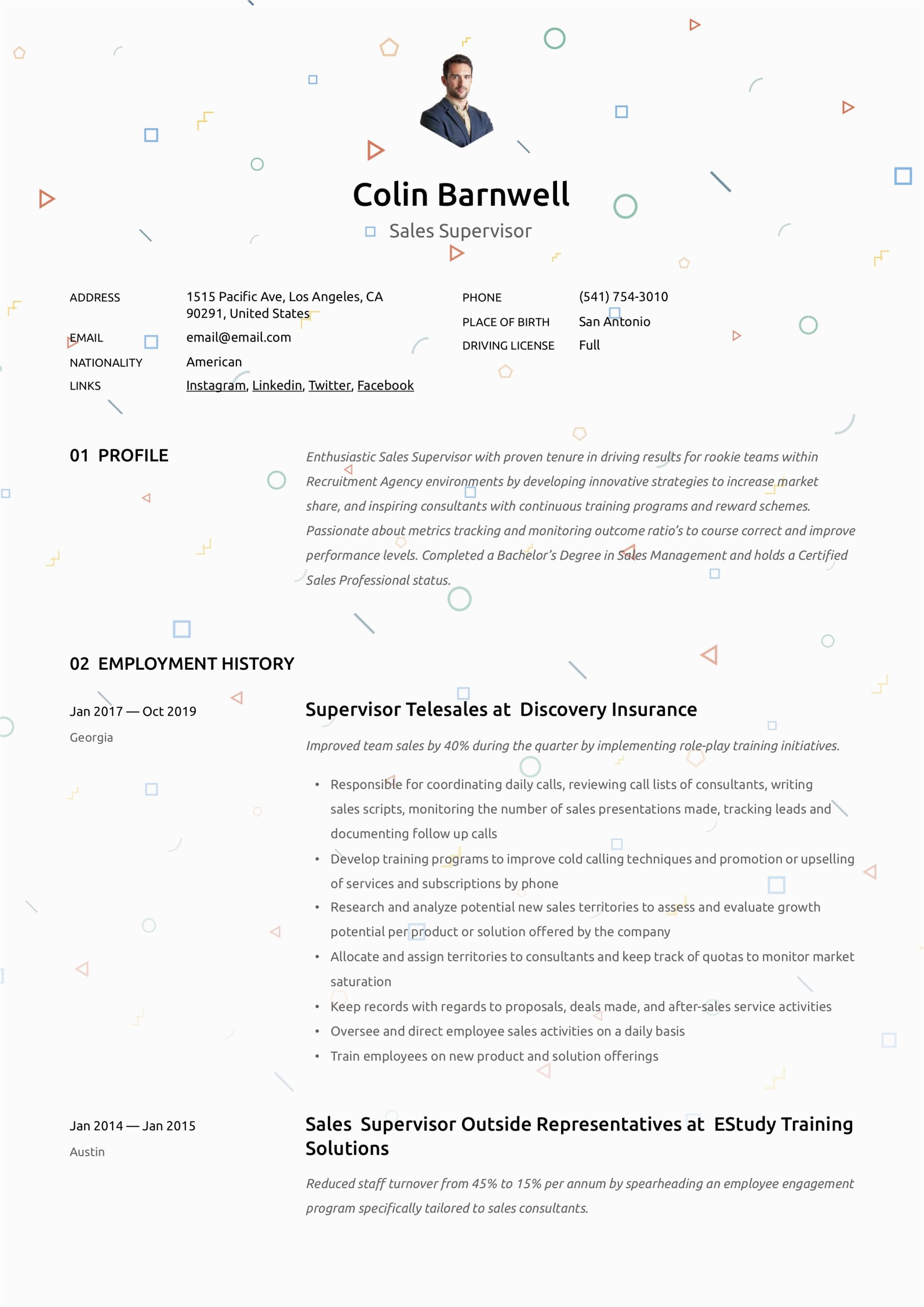 Free Retail Non It Resume Samples Sales Supervisor Non Retail Resume & Writing Guide 12 Examples