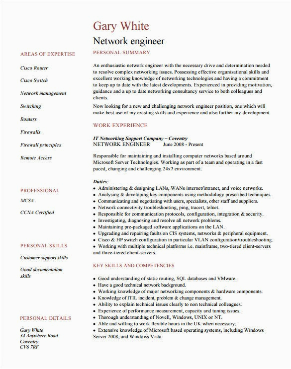 Fresher Resume Sample for Networking Engineer 15 Network Engineer Resume Templates Psd Doc Pdf