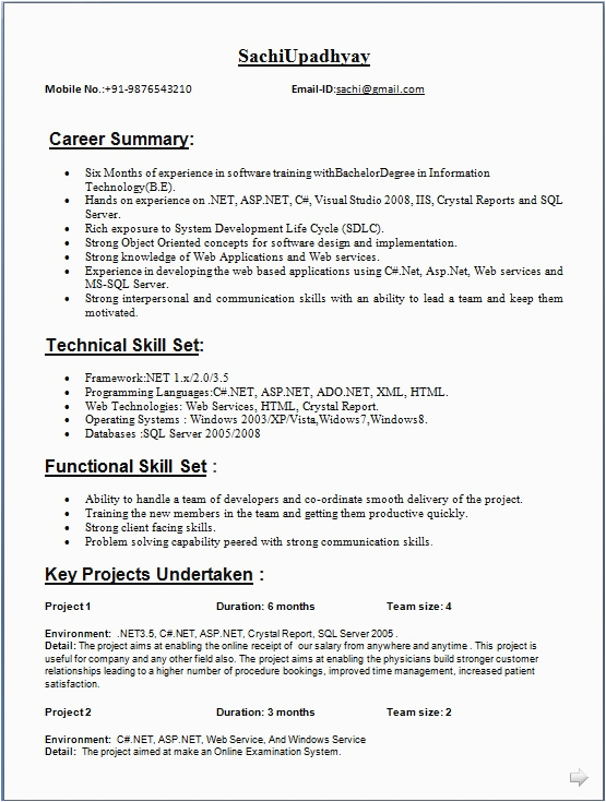 Freshers Resume Samples for Computer Science Be Puter Science Fresher Resume Sample In Word format