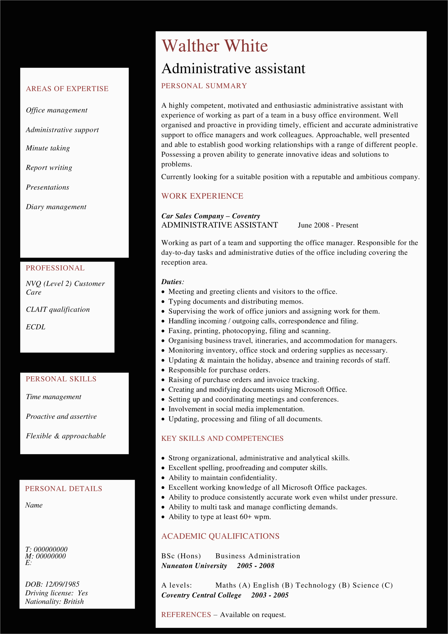 Job Experience On A Resume Sample Administrative Work Experience Resume