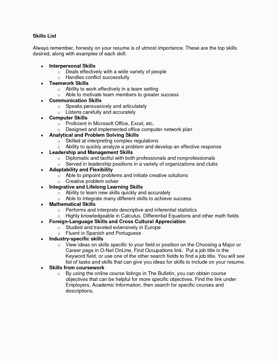 Job Interview Site Resume Skills List Sample Examples 9 Skills to Put A Resume Sample Resumes