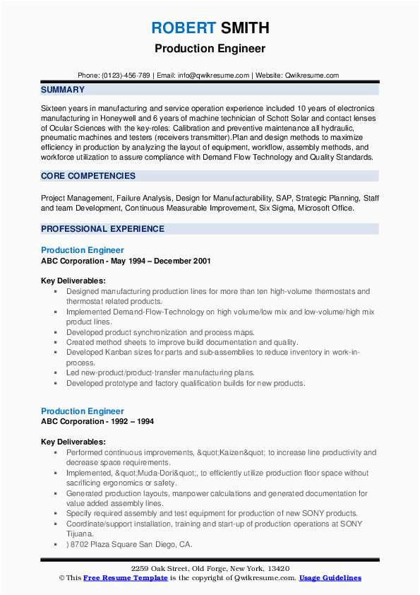 Manufacturing and Production Engineer Resume Samples Production Engineer Resume Samples