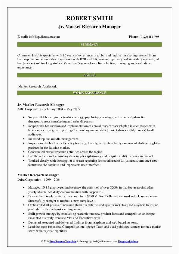Market Research Project Manager Resume Sample Market Research Manager Resume Samples