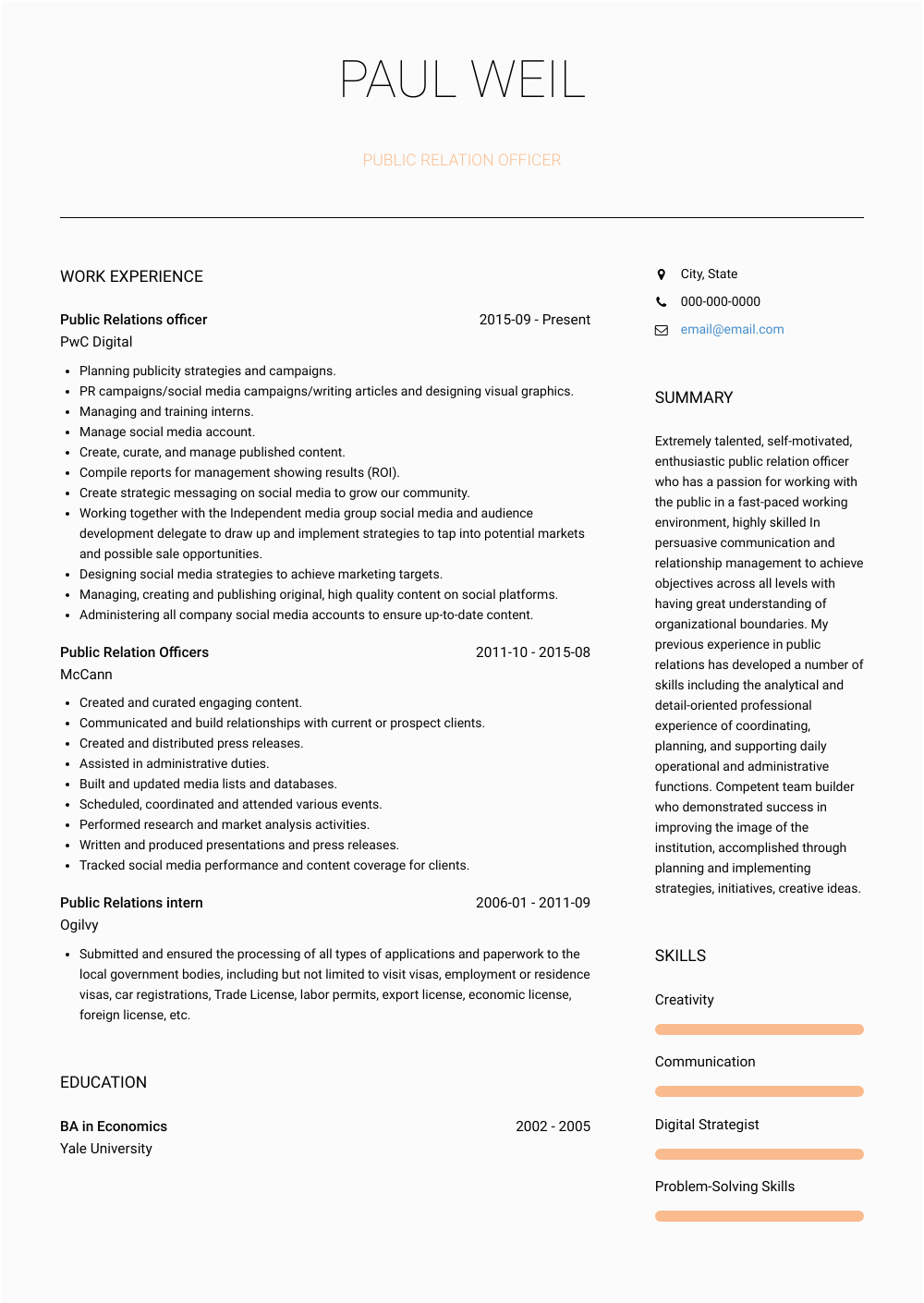 Marketing and Public Relations Resume Sample Public Relations Resume Samples and Templates