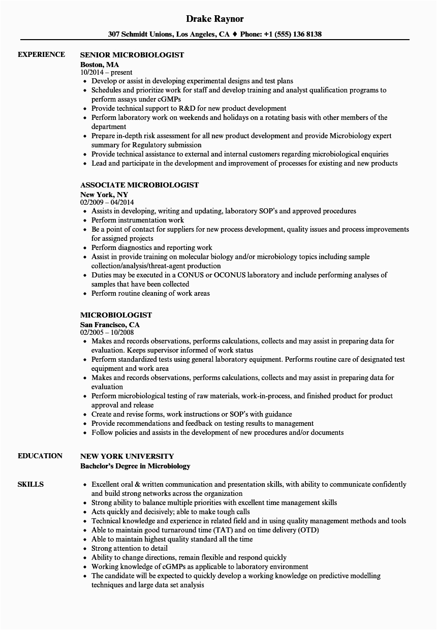 Msc Microbiology Sample Resume for Freshers Job Application Resume Microbiology Resume format for Freshers