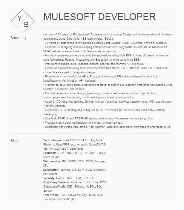 Mulesoft with Net Developer Sample Resume Mulesoft Developer Resume Example Morgan Stanley Boston Massachusetts