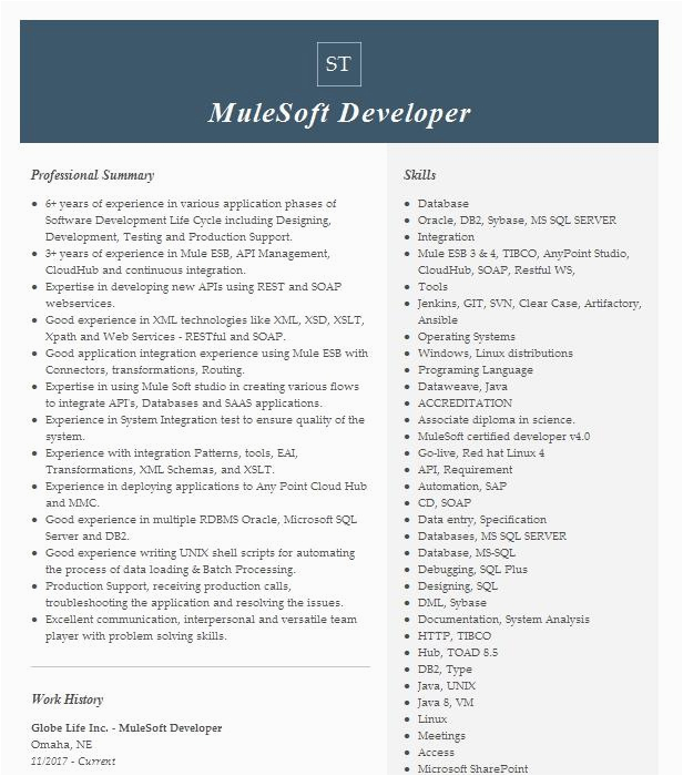 Mulesoft with Net Developer Sample Resume Mulesoft Developer Resume Example Pany Name Boston Massachusetts